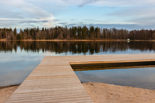 a finished lake dock for a home